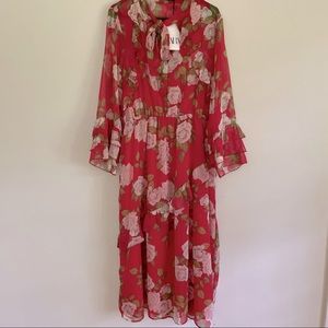 ZARA Floral Print Dress with Ruffles Womens XL